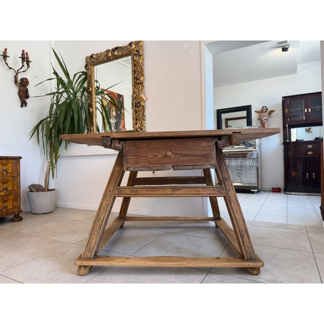 Rustic Farmhouse Dining Table in Natural Wood For Sale - Image 16 of 17