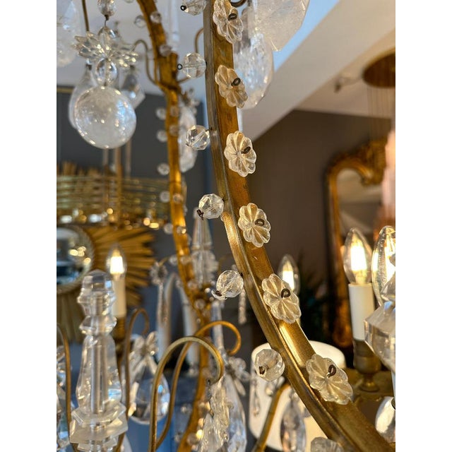 Large Antique French Rock Crystal and Gilt Bronze Chandelier For Sale - Image 14 of 18