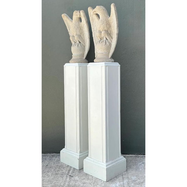Vintage Cast Cement Eagle Statues - Pair For Sale - Image 9 of 12