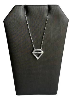 14kt White Gold Diamond Shaped Diamond Necklace - 0.15ctw Diamonds, Adjustable
