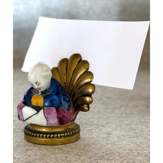 Brass Antique French Chinoiserie Set/12 Placecard Holders For Sale - Image 8 of 9