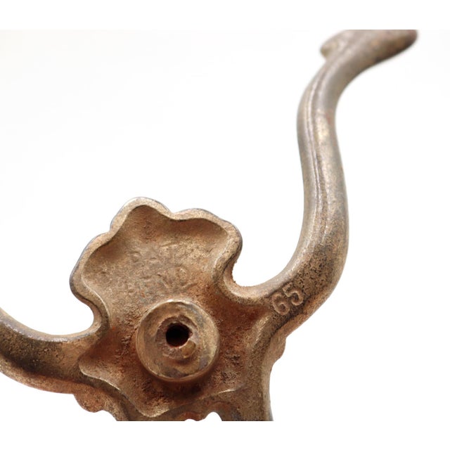 Metal Mid 20th Century Pair of Art Nouveau Brass Plated Cast Iron Hall Tree Hooks For Sale - Image 7 of 7