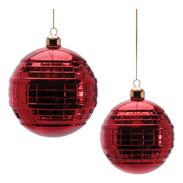 Glass Ball Ornament Set of 4  4" & 5" For Sale