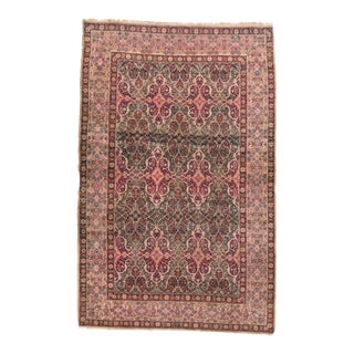 Antique Salmon Lavar Kerman Rug 4'8'' x 7'3'' For Sale