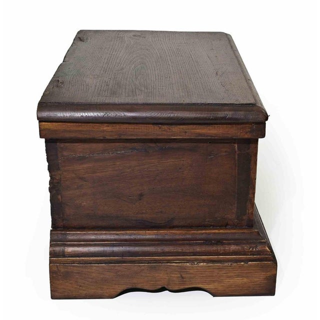 19th Century Rustic Wooden Coffer with Italian Carved Design For Sale - Image 5 of 9