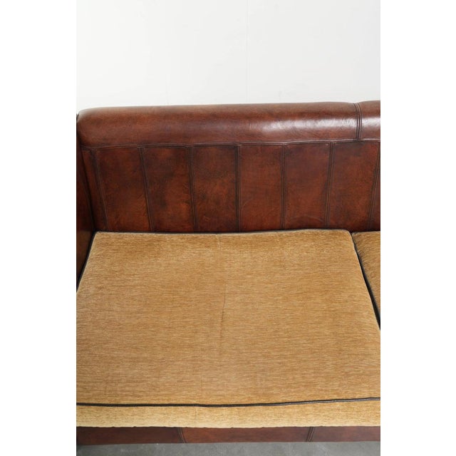 Animal Skin Vintage Three-Seater Sofa in Sheepskin Leather For Sale - Image 7 of 15