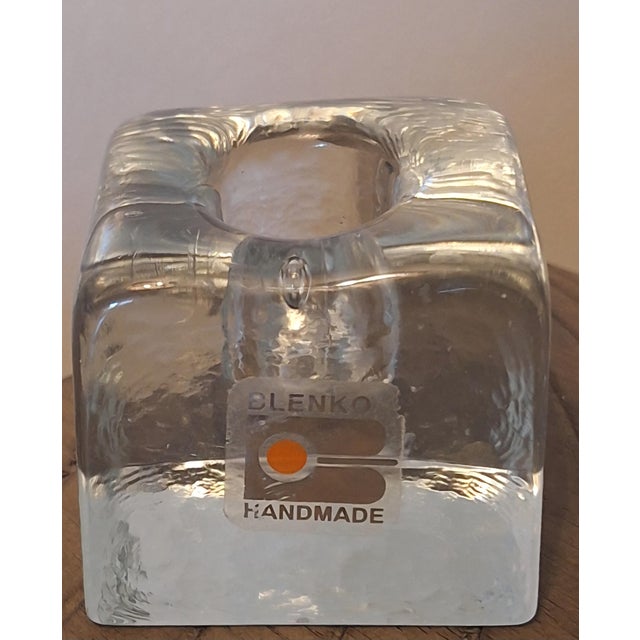 Blenko 1980s Blenko Glass Ice Block Candle Holders - Set of 3 For Sale - Image 4 of 7