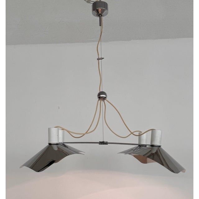Metal Mid-Century Modern Corolla Pendant Light in Chrome from Giovanni Grignani, Italy, 1970s For Sale - Image 7 of 18