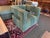 Green Restoration Hardware Drew Swivel Chair, Custom For Sale - Image 8 of 17