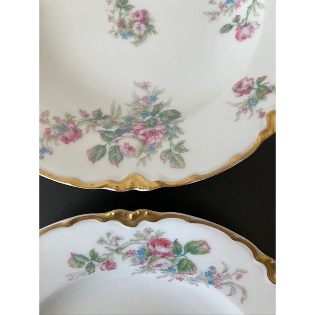 Early 20th Century French Pink Roses Floral Porcelain Appetizer Plates by Haviland- Set of 2 For Sale In New York - Image 6 of 12