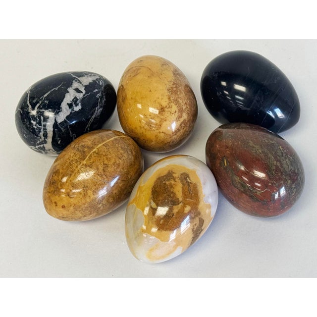 Vintage Polished Stone Eggs, Set of 6 For Sale - Image 4 of 7
