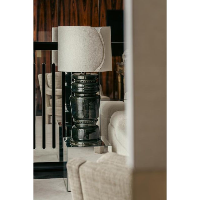 Contemporary Tote Deep Green Glazed Ceramic Table Lamp by Studio Karen B For Sale - Image 3 of 8