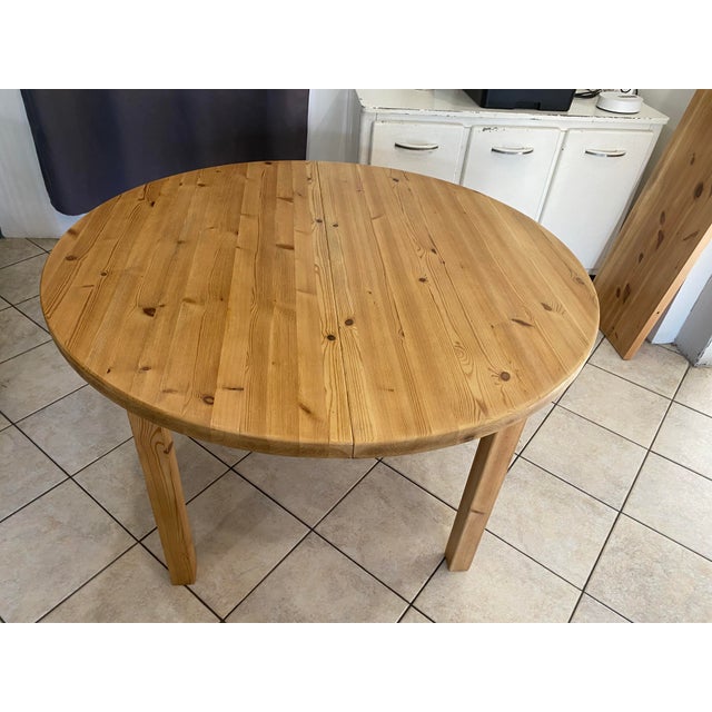 Vintage Extendable Round Table in Pine, 1970, Set of 2 For Sale - Image 9 of 18
