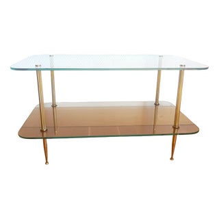 Vintage Coffee Table in Brass and Glass, 1960 For Sale