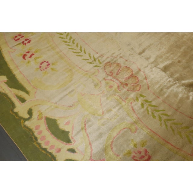 Antique Zabihi Collection Spanish Savonnerie Oversize Green Pink Rug - 11'7" x 15'1" For Sale - Image 11 of 12