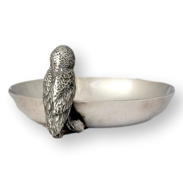 English Vintage English Silver-Plate Owl Trinket / Coin Dish For Sale - Image 3 of 4