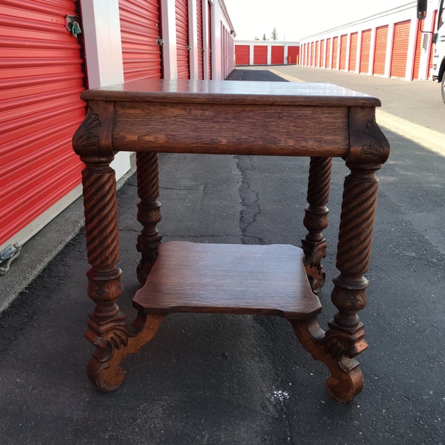 Chestnut 1920s Traditional Oak Entryway Table For Sale - Image 8 of 8