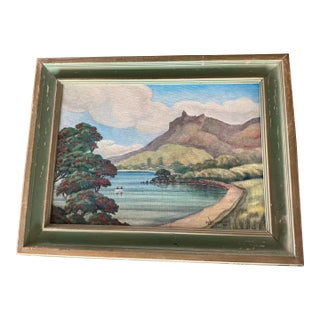 Original Vintage Painting of New Zealand Mt. Manaia For Sale