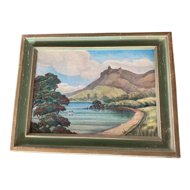 Original Vintage Painting of New Zealand Mt. Manaia For Sale