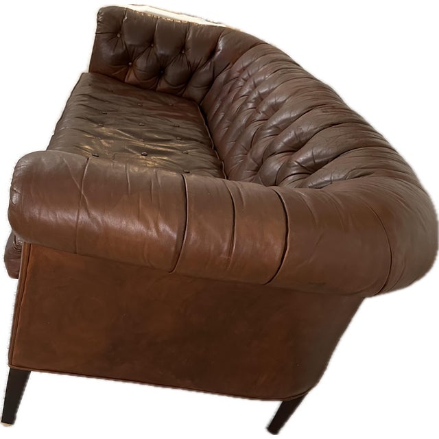 2000 - 2009 Vintage Baker Furniture Chesterfield Leather Sofa For Sale - Image 5 of 8