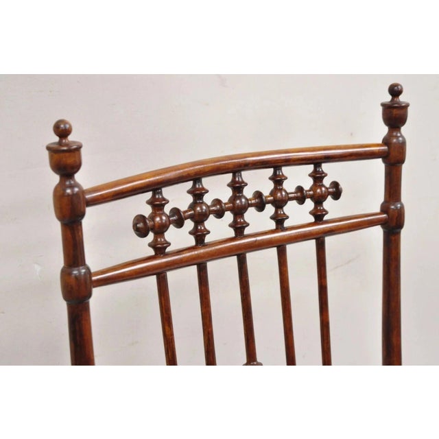 Late 19th Century Victorian Aesthetic Movement Chestnut Stick & Ball Spindle Rocker Rocking Chair For Sale - Image 4 of 12
