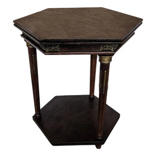 Antique Italian Hexagonal Walnut Side Table, 1890s For Sale