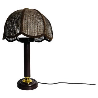 Mid-Century Wooden Table Lamp in the style of Temde, 1970 For Sale