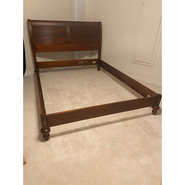 Ethan Allen British Classics Queen Sleigh Bed With Low Footboard "Cayman" Excellent Mint Condition For Sale - Image 12 of 12