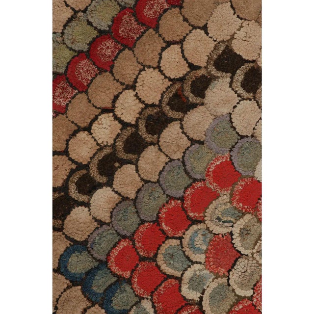 Antique Hooked Rug With Polychromatic Chevron Patterns, From Rug & Kilim For Sale In New York - Image 6 of 7