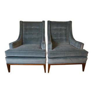1960s Mid Century Henredon High Back Club Chairs - a Pair For Sale