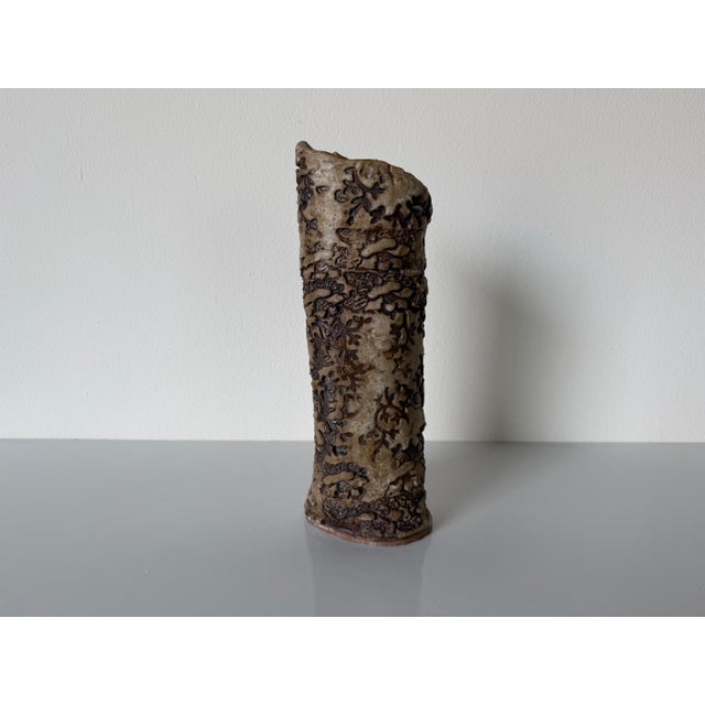 Ceramic 1980’s Vintage Organic Studio Pottery Sculptural Brutalist Texture Vase, Unsigned For Sale - Image 7 of 10