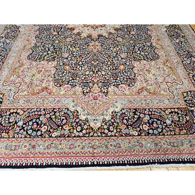 Persian Antique Oversize Kerman Lavar Rug, Wool on Cotton, Floral Design, 1920s For Sale - Image 3 of 17