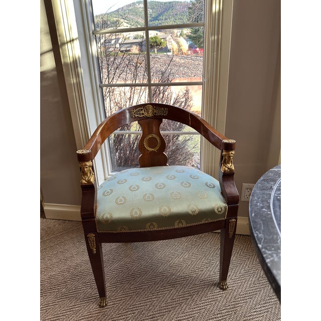 Bronze Pair of Empire Style Mahogany Armchairs Early 19th Century For Sale - Image 8 of 9