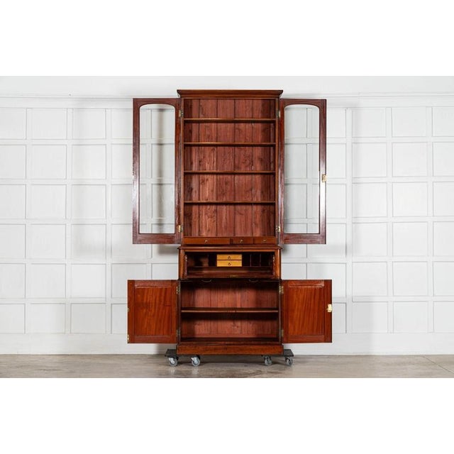 Circa 1870 english 19thc mahogany bookcase secretaire together w98 x d48 x h243 cm base w98 x d48 x h68 cm base internal...