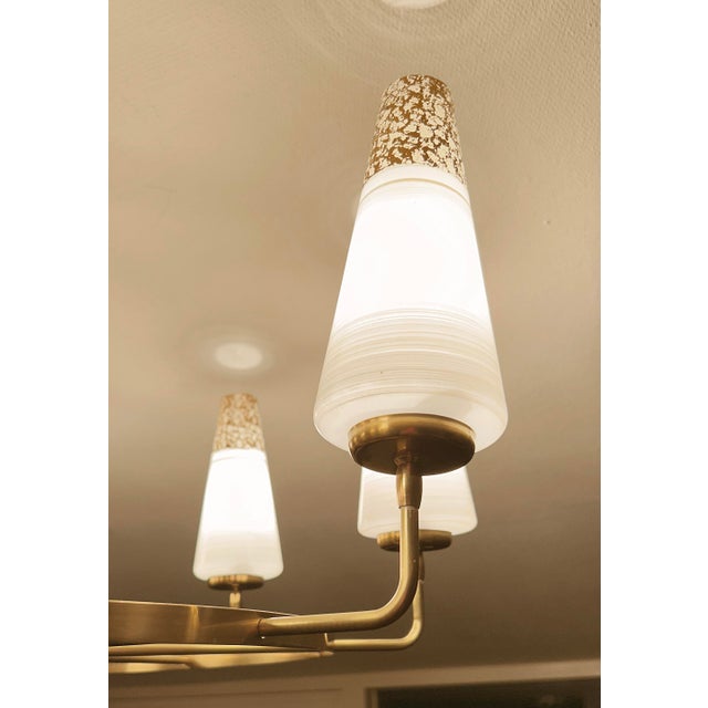 Vintage Italian Glass and Brass Chandelier, 1950s For Sale - Image 12 of 17