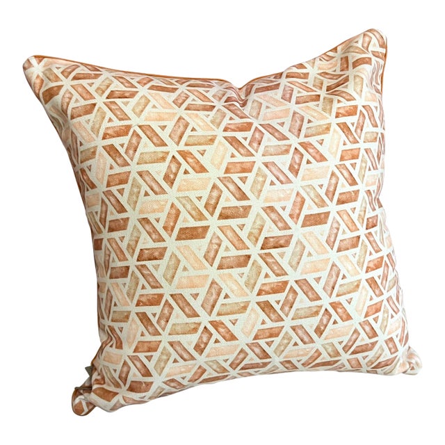Pepe Penalver Orange Abstract Geometric Pillow Cover - Made in Spain For Sale