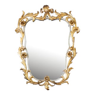 20th Century Oversized Gilded Gold Leaf Italian Toleware Mirror For Sale