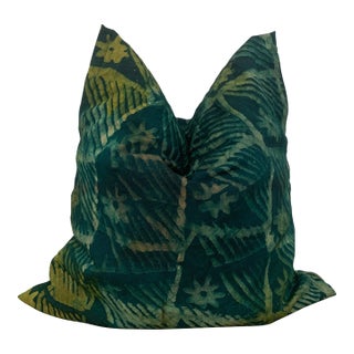 Green Handmade Adire (Tie-Dye) Decorative Throw Pillow Cover For Sale