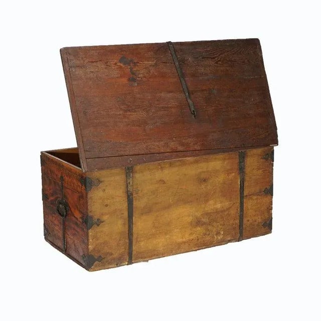 Antique Folk Art Grain Painted Blanket Chest with Strap Hinges, Dated 1846  | Chairish