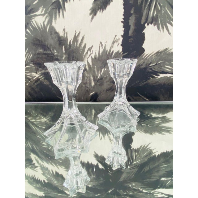 1970s Vintage Faceted Crystal Candleholders - A Pair For Sale - Image 10 of 13