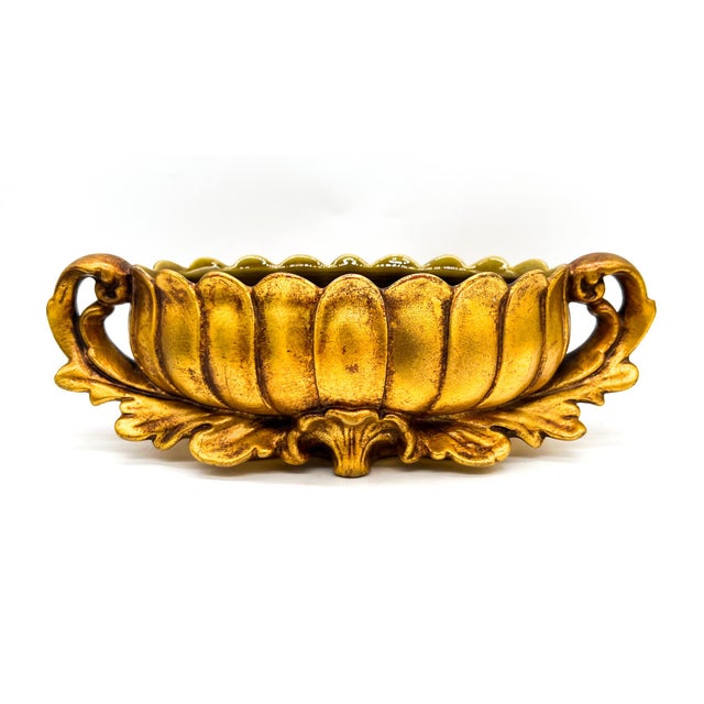 Mid 20th Century Mid Century Russel Wright for Freeman McFarlin Gilt Centerpiece Bowl / Jardiniere / Planter — Hollywood Regency / Mid-Century For Sale - Image 5 of 12