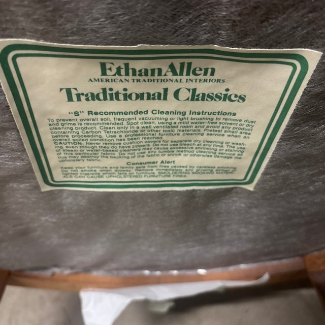Handsome Set of 4 Ethan Allen Jacob Barrel Chairs in Dove Gray For Sale - Image 9 of 9