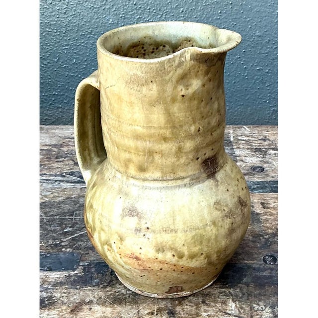 Beige Vintage Handcrafted Beige Ceramic Jug For Sale - Image 8 of 12