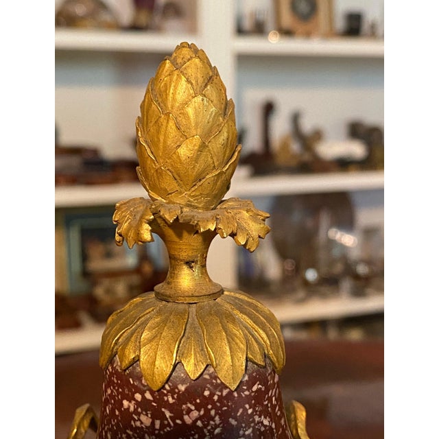 Stone 19th Century Louis XVI Style Ormolu Mounted Porphyry Vases - a Pair For Sale - Image 7 of 11