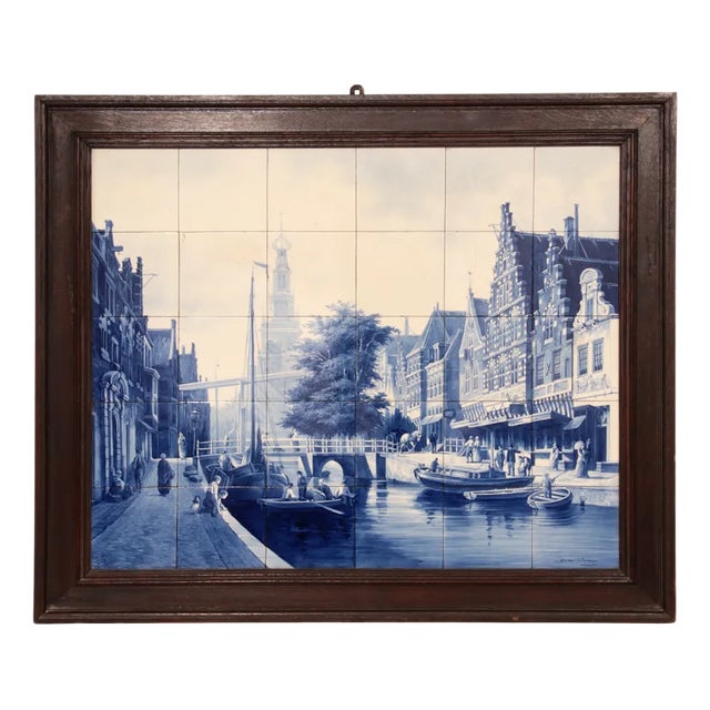 Large De Waag Alkmaar 30-Piece Tile Tableau by Cornelis Springer for Royal Delft Pr Fles, 1898 For Sale