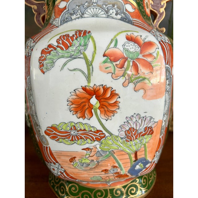 Early 19th Century Early 19th Century Mason’s Ironstone Muscovy Duck & Canton Alcove Vase and Cover For Sale - Image 5 of 16