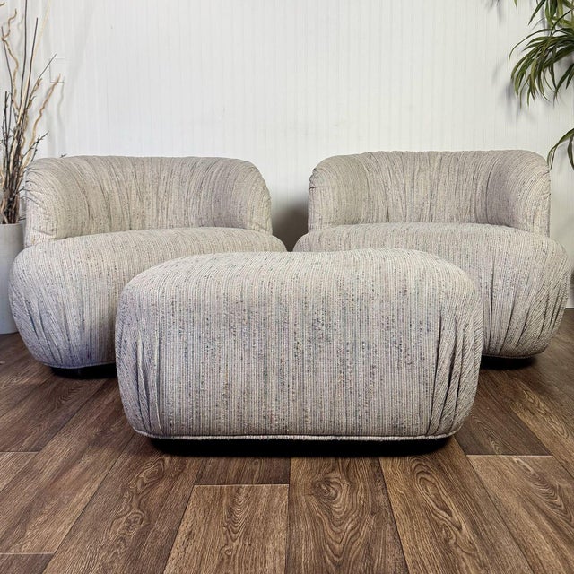 Late 20th Century Rare 1980s Postmodern “Cloud” Lounge Chair Set For Sale - Image 5 of 11