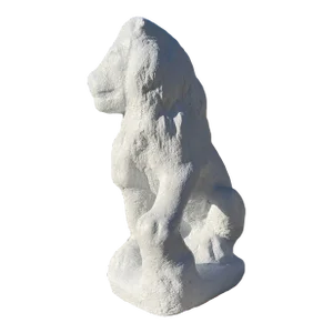 Vintage White Lion Statue in Cast Stone