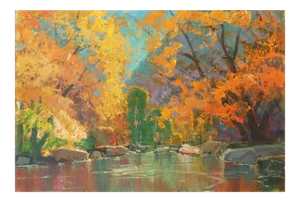 'Fall Colors' by Edmond Woods, Large Oil by San Diego, California Artist, Chouinard Art Institute