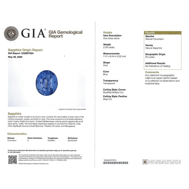 Title: Rare 2.09ct GIA Ceylon No Heat Sapphire & 0.69ct Diamond Platinum Ring Size 5.25 Age/Markings: Estate Gemstone:...
